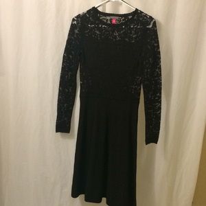 Black lace long sleeved cocktail dress